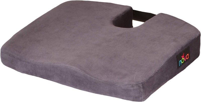 NOVA Medical Products Comfort Seat Cushion, Memory Foam Coccyx Cushion for Office Chair, Car, Wheelchairs & Benches, Waterproof Non-Slip Bottom, Super Soft Velour Removable & Washable Cover, Color: Charcoal Blue (2655C) - Image 1